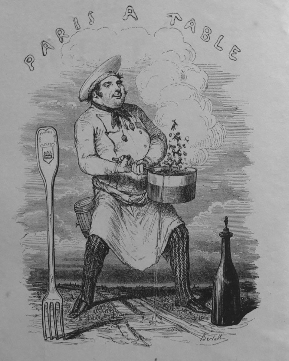 Figure 2. Charles-Albert d’Arnoux, dit Bertall, frontispice de Paris à table d’Eugène Briffault, Paris, Hetzel, 1846. Collection particulière.