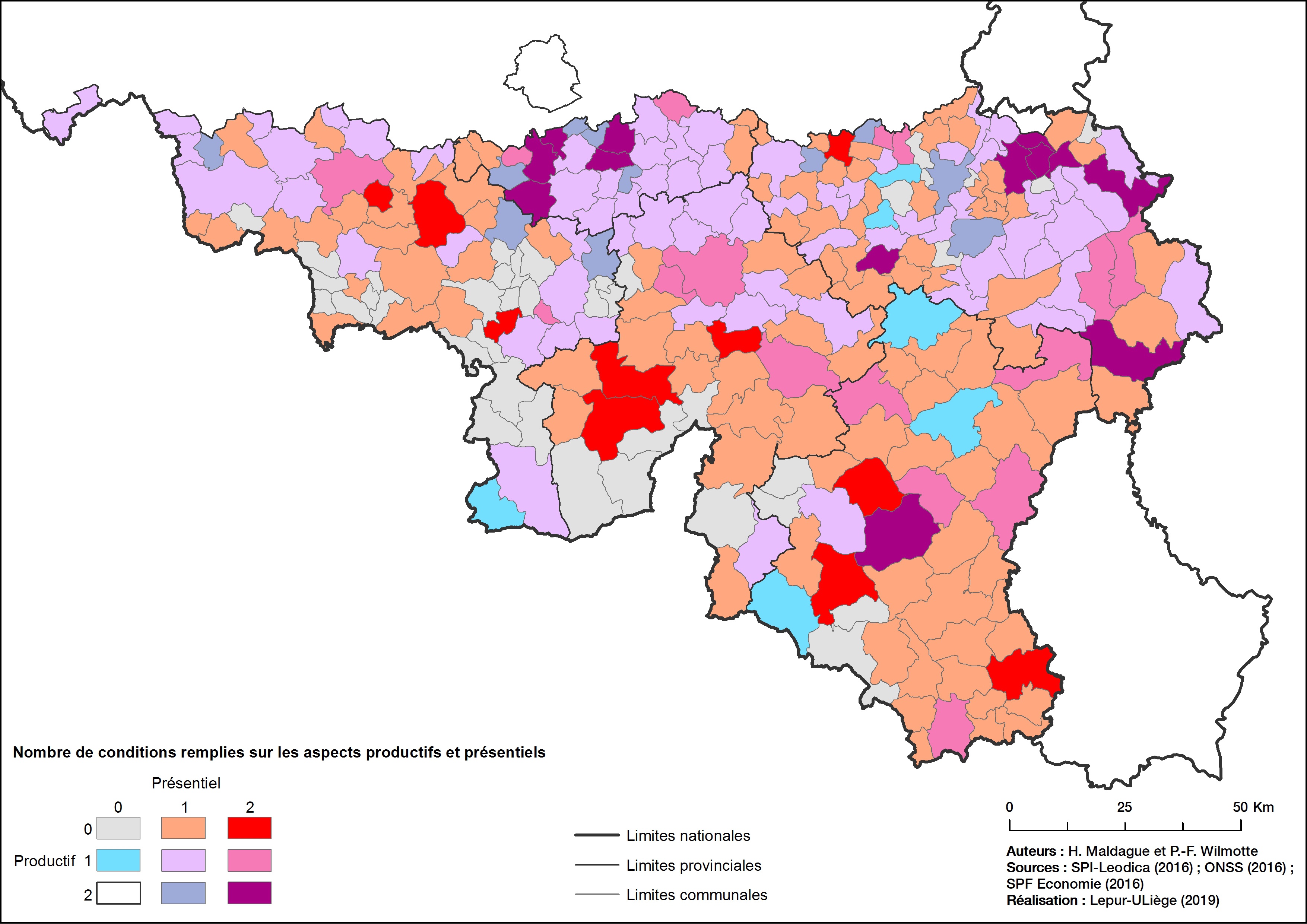 Carte 18. Typologie des communes wallonnes en fonction de leurs profils productifs et/ou présentiels