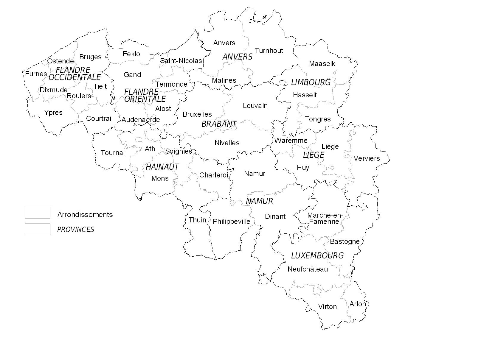 Carte 0. Arrondissements administratifs en 1910-1920
